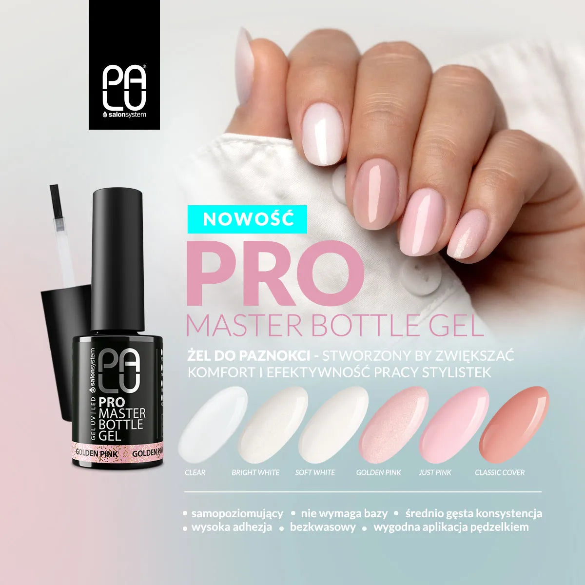 Palu Żel W Butelce Pro Master Bottle Gel -  Golden Pink 11g