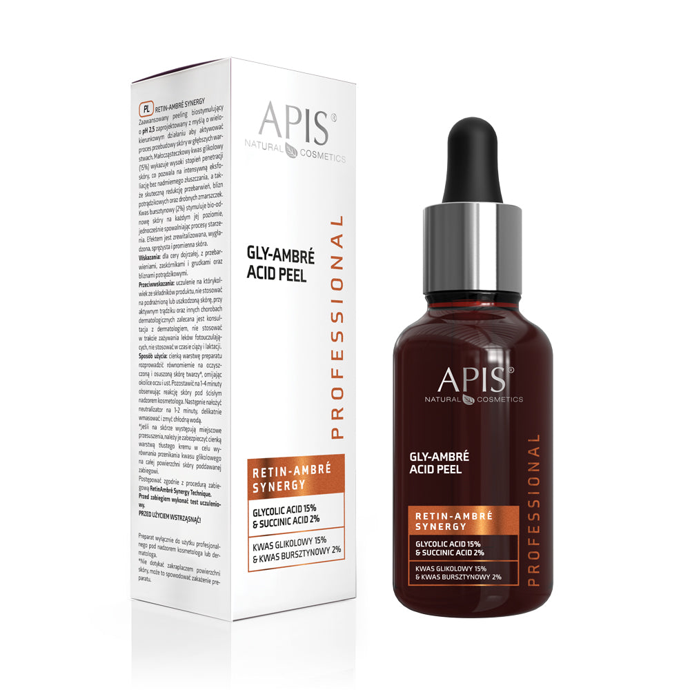 APIS Professional Apis Retin- Ambre Synergy Gly-Ambré Acid Peel Kwas Glikolowy 15% & Kwas Bursztynowy 2% /30 Ml — Składniki i ocena