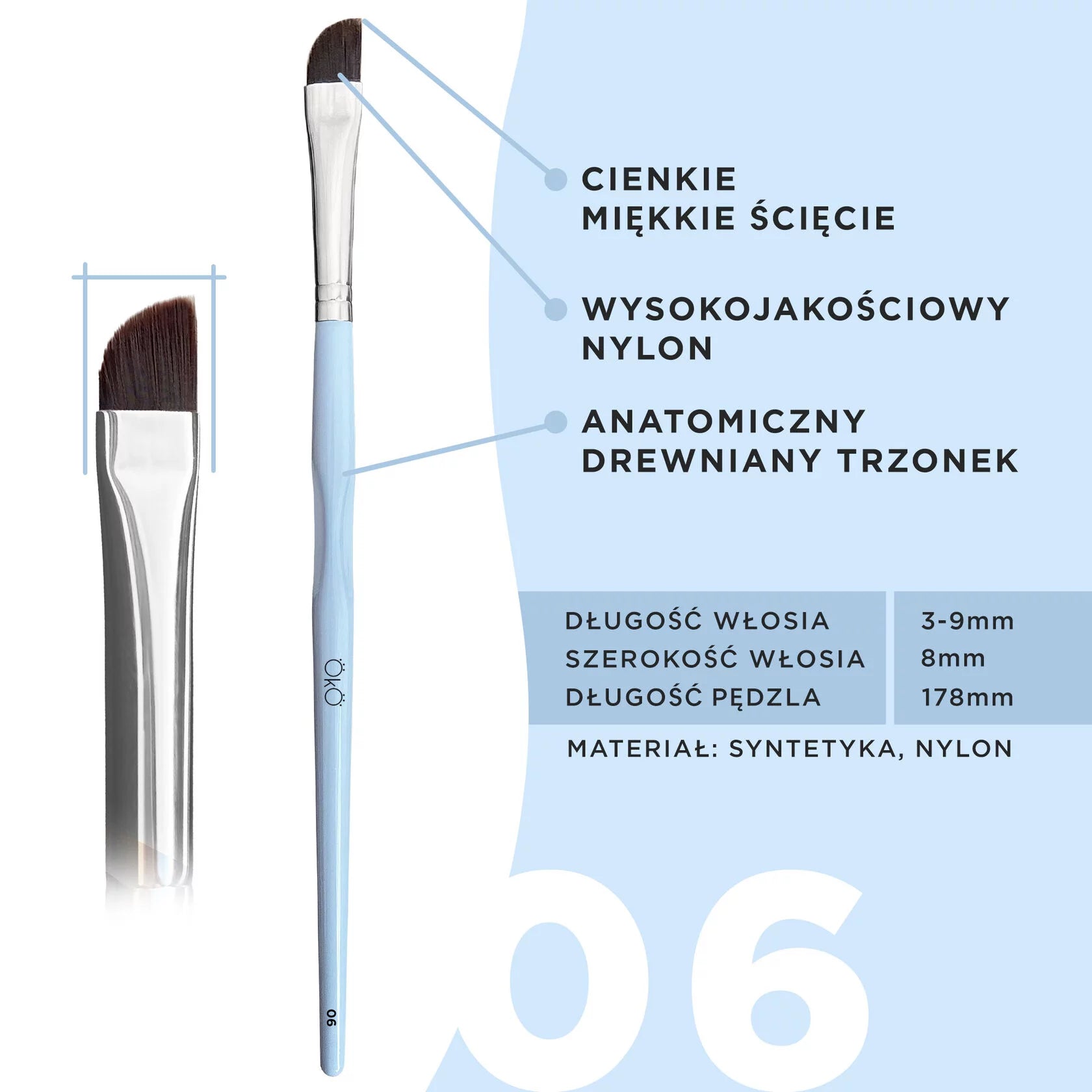 OKO Pędzelek Miękki Ścięty Duży OKO #6