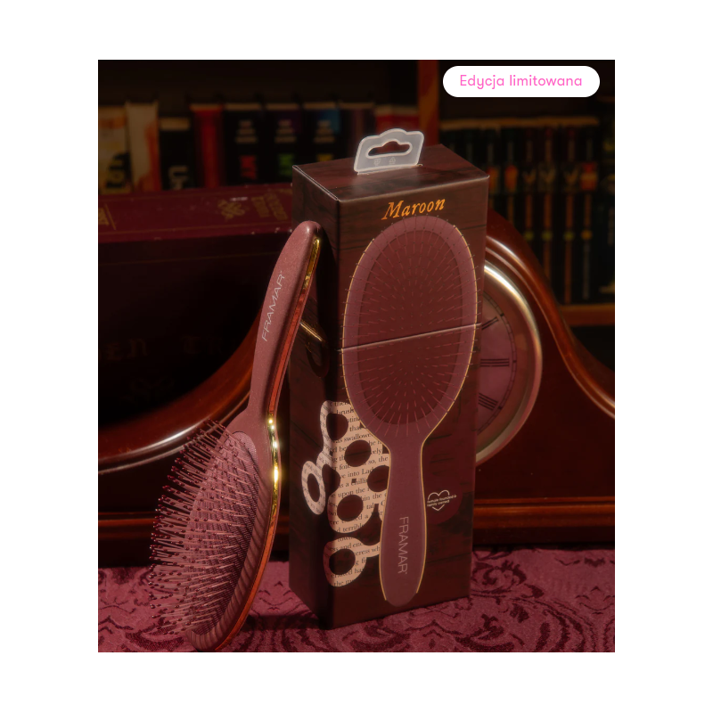 Framar Dark Academia Detangle Brush - Maroon Bordowa Szczotka Do Rozczesywania Włosów
