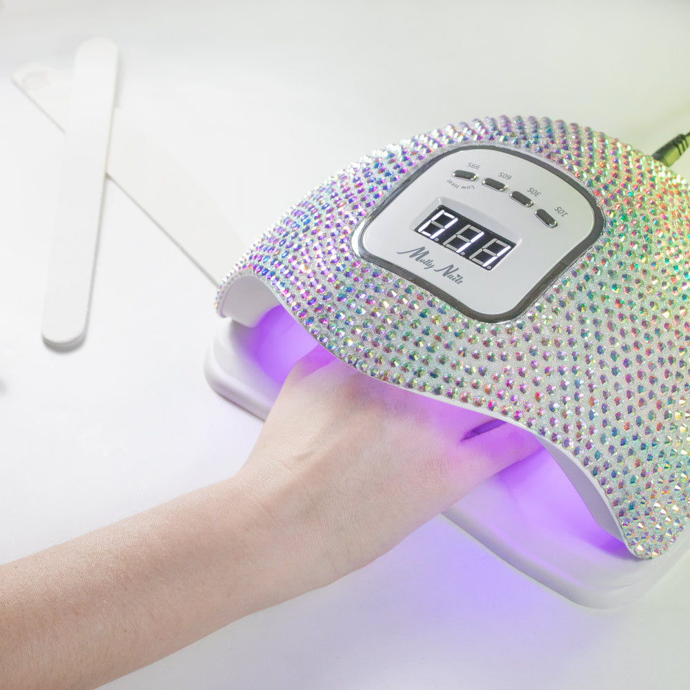 Lampa Do Paznokci Led/Uv Moly Nails X5 Max Do Lakierów Hybrydowych Żeli I Akrylożeli 150w W Cyrkonie Crystal Silver Holo