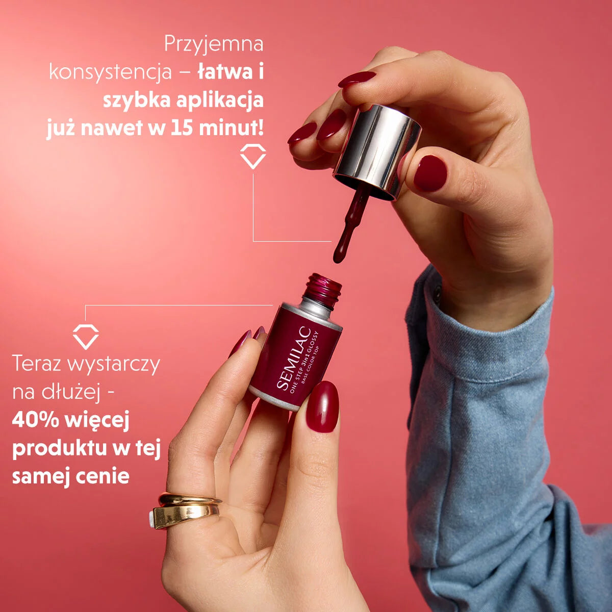 Semilac Lakier Hybrydowy One Step 3in1 Glossy S610 Barely Pink 7 ml