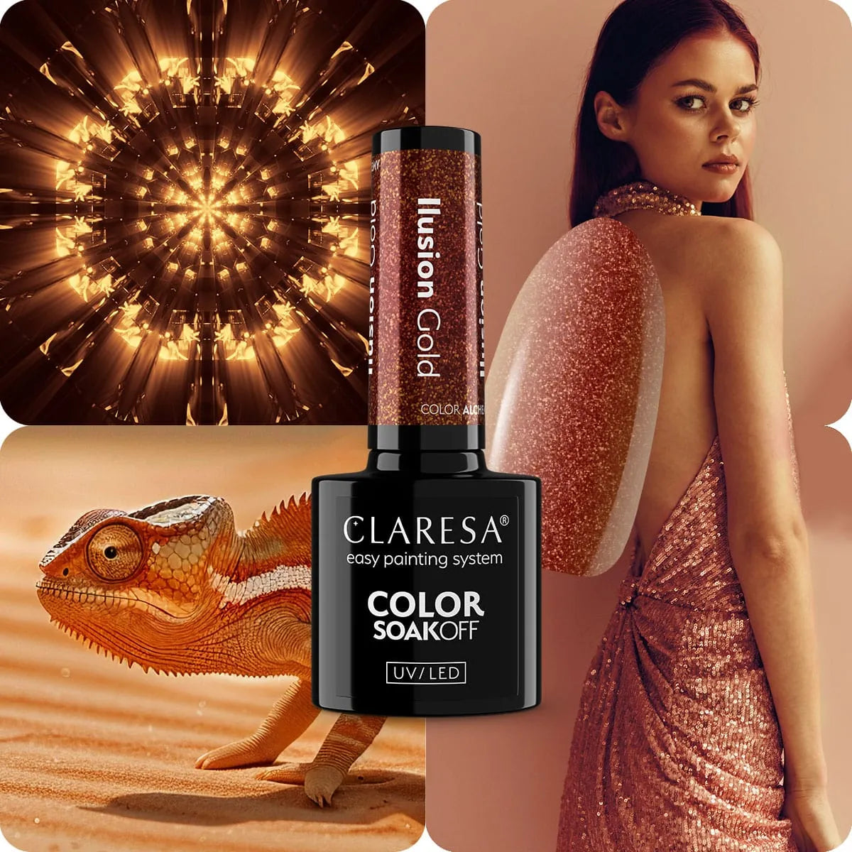 Claresa - Lakier Hybrydowy Ilusion Gold 5g