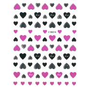 Naklejki Do Paznokci Cienkie Samoprzylepne Nail Art Sticker Neon Pink Serduszka Z-D4214