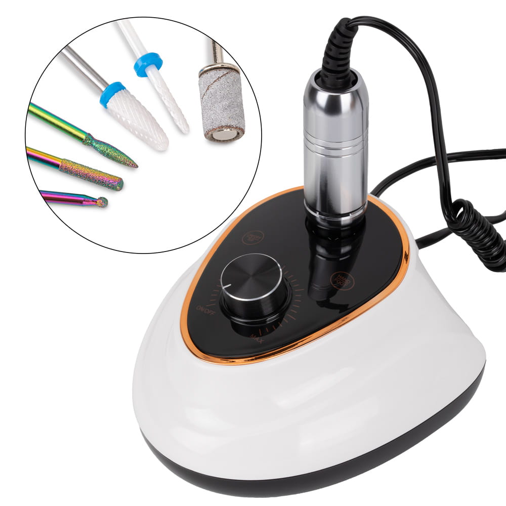 Frezarka Do Paznokci 65W Do Manicure Pedicure Biało-Czarna M5 35 000 Obrotów