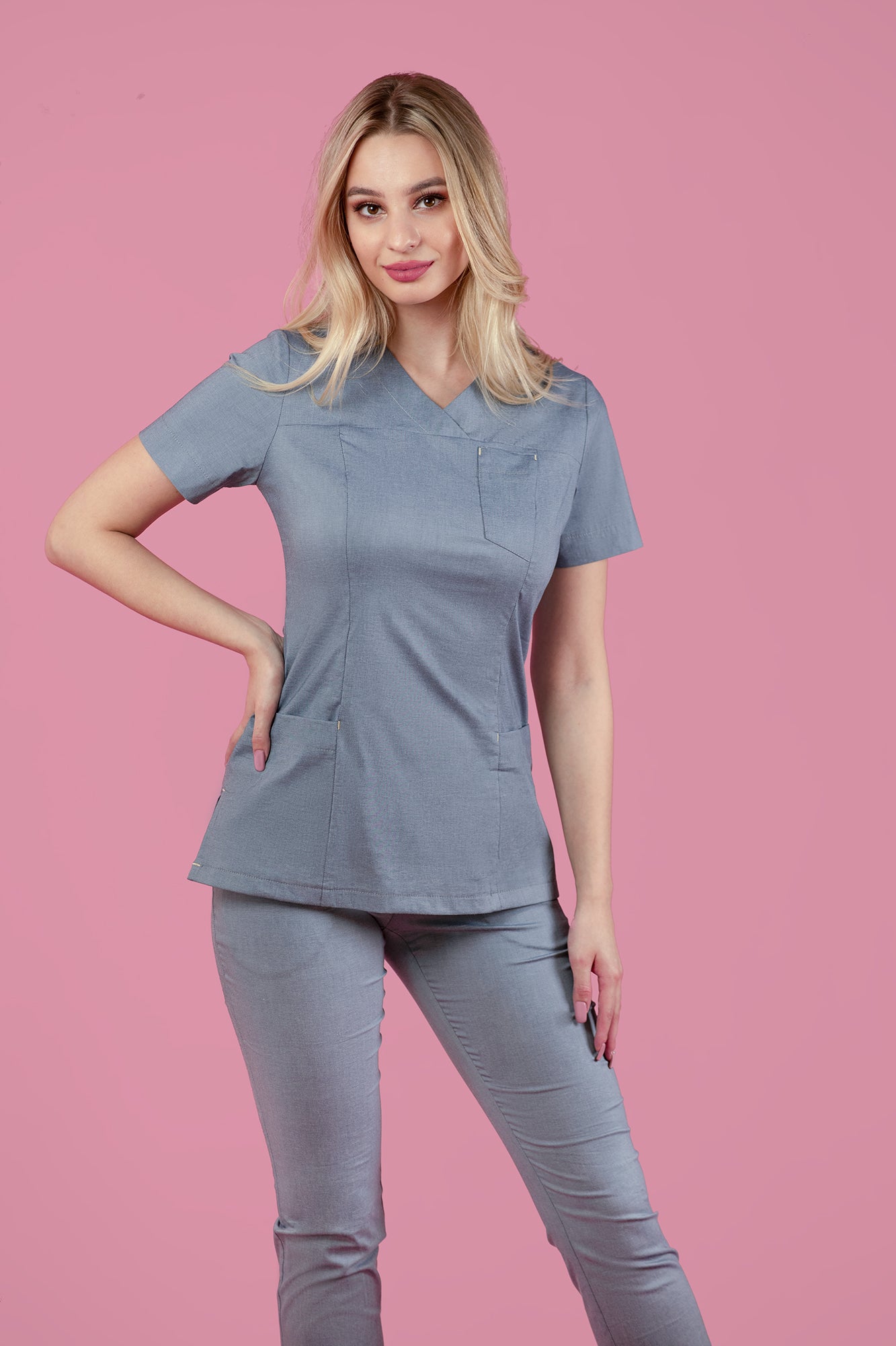 Spodnie Medyczne Joggery Scrubs - Jasny Jeans