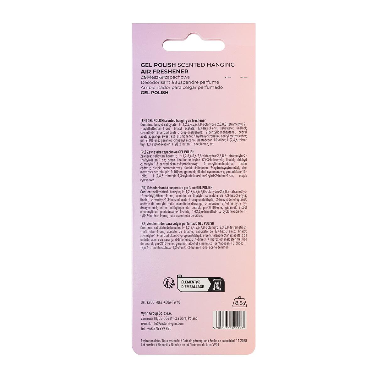 Victoria Vynn Zawieszka Zapachowa Gel Polish Scented Hanging Air Freshener