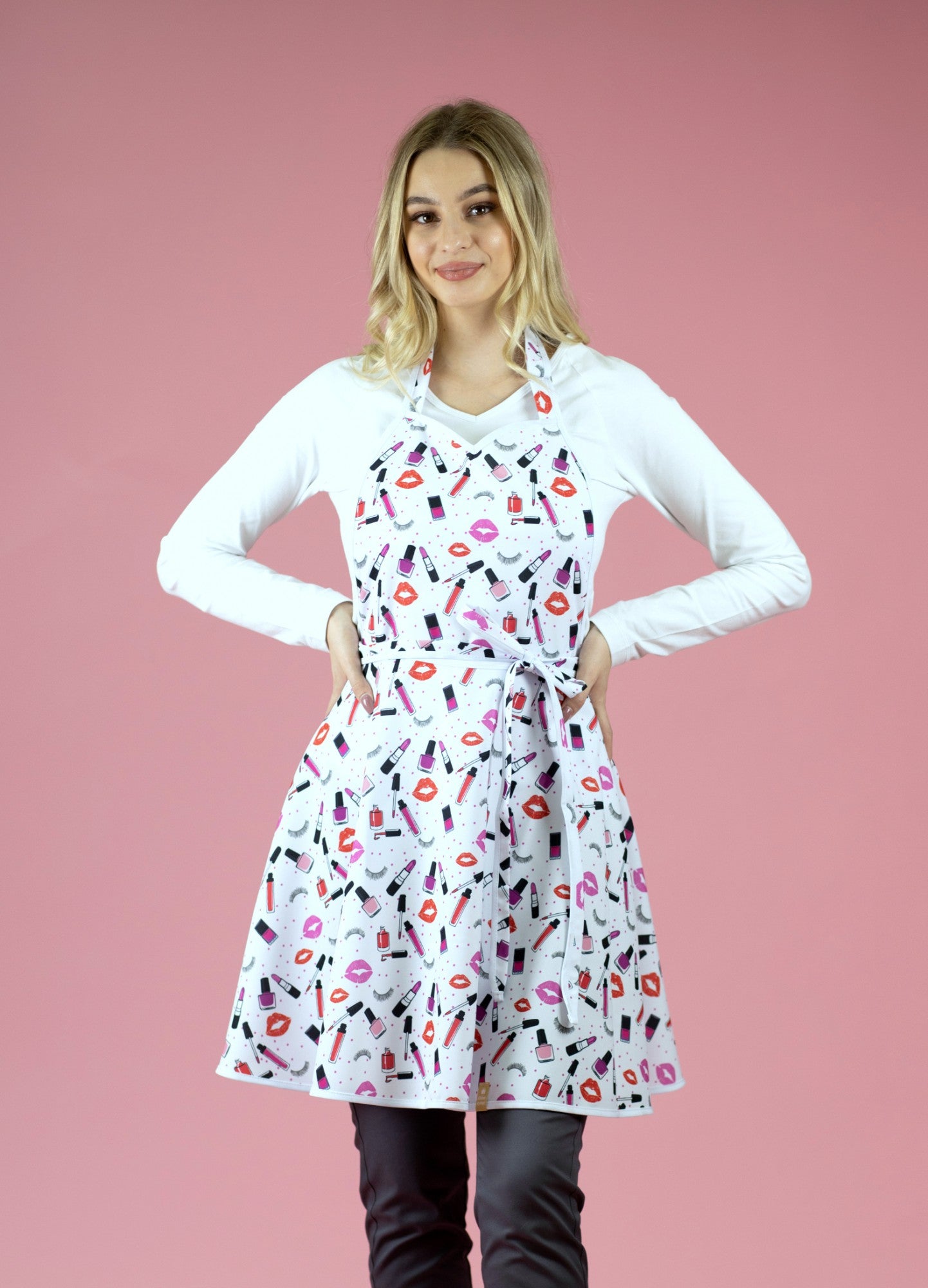 Rena Fartuszek Nr.47 Make Up Print Biały S/M