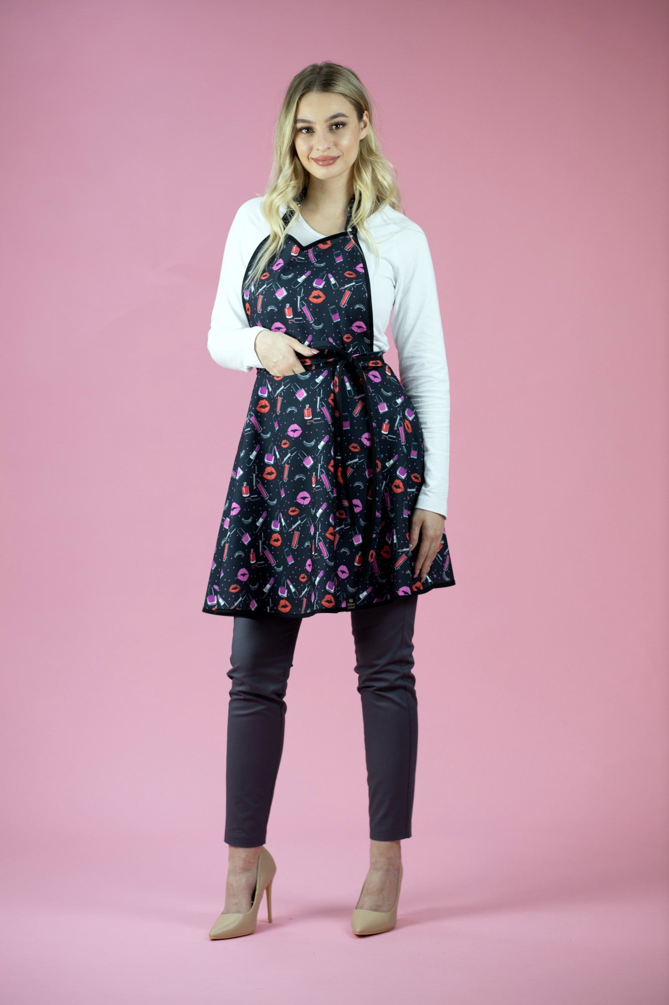Rena Fartuszek Nr.47 Make Up Print Czarny S/M