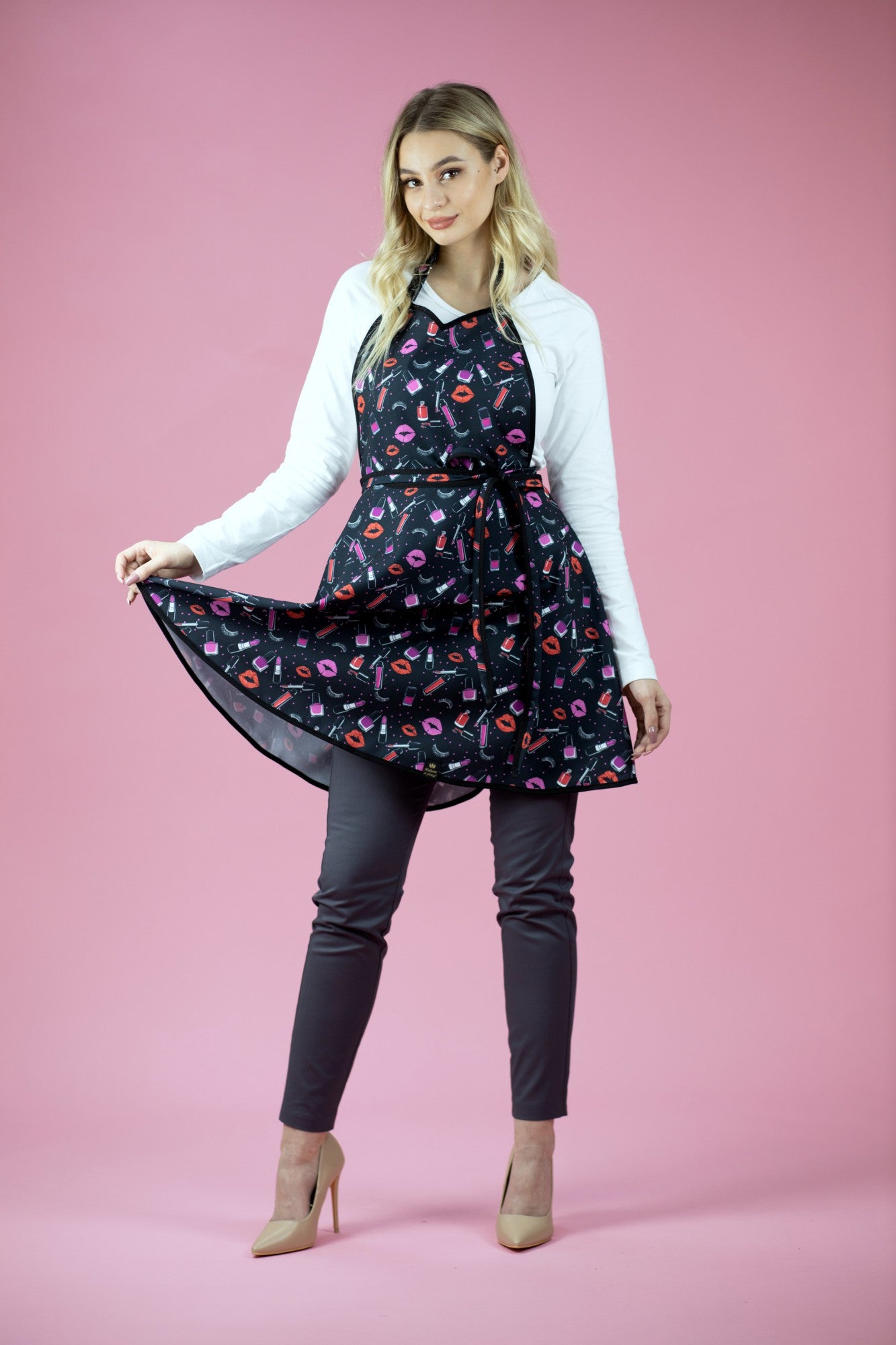 Rena Fartuszek Nr.47 Make Up Print Czarny S/M