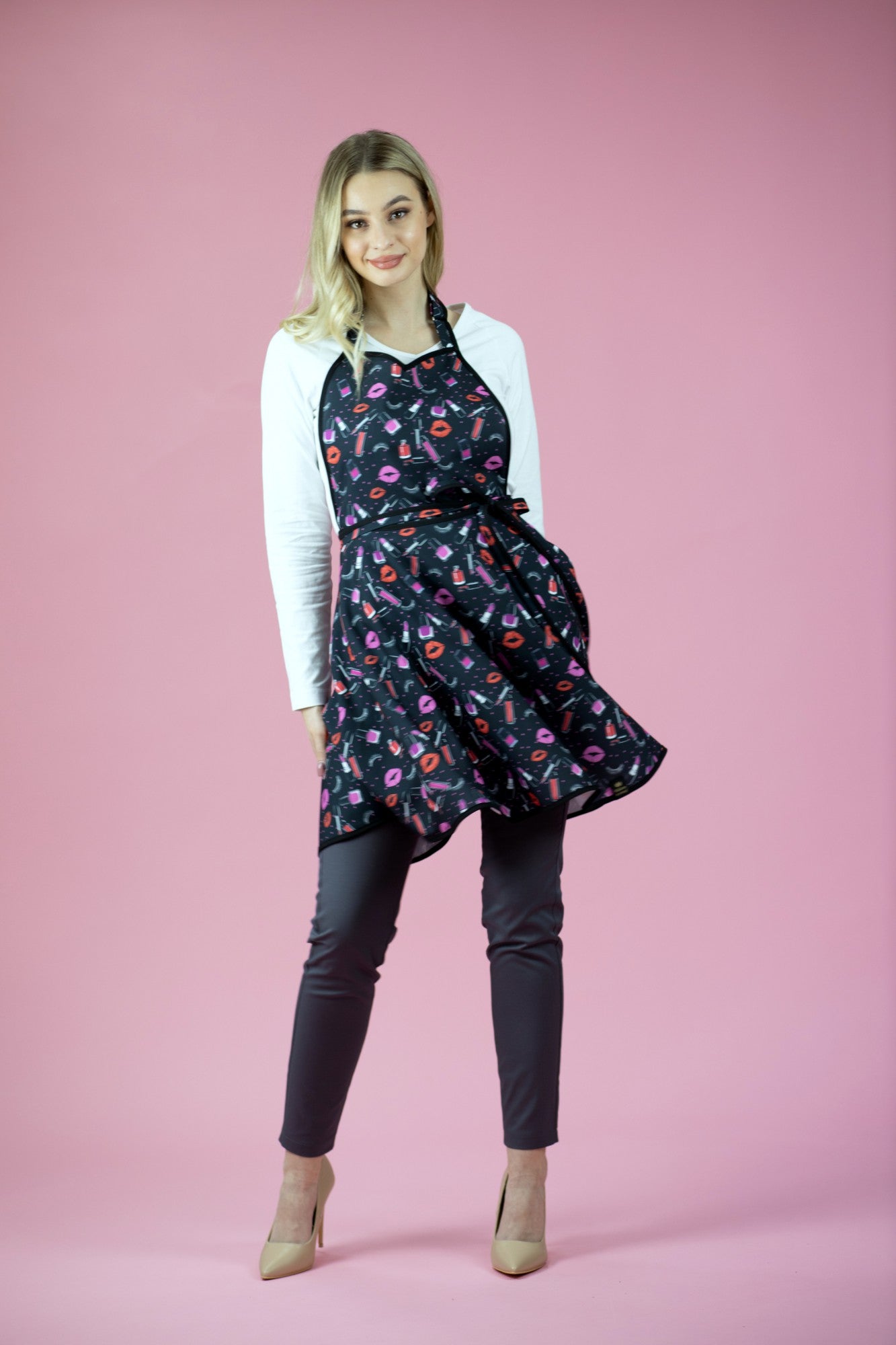 Rena Fartuszek Nr.47 Make Up Print Czarny S/M