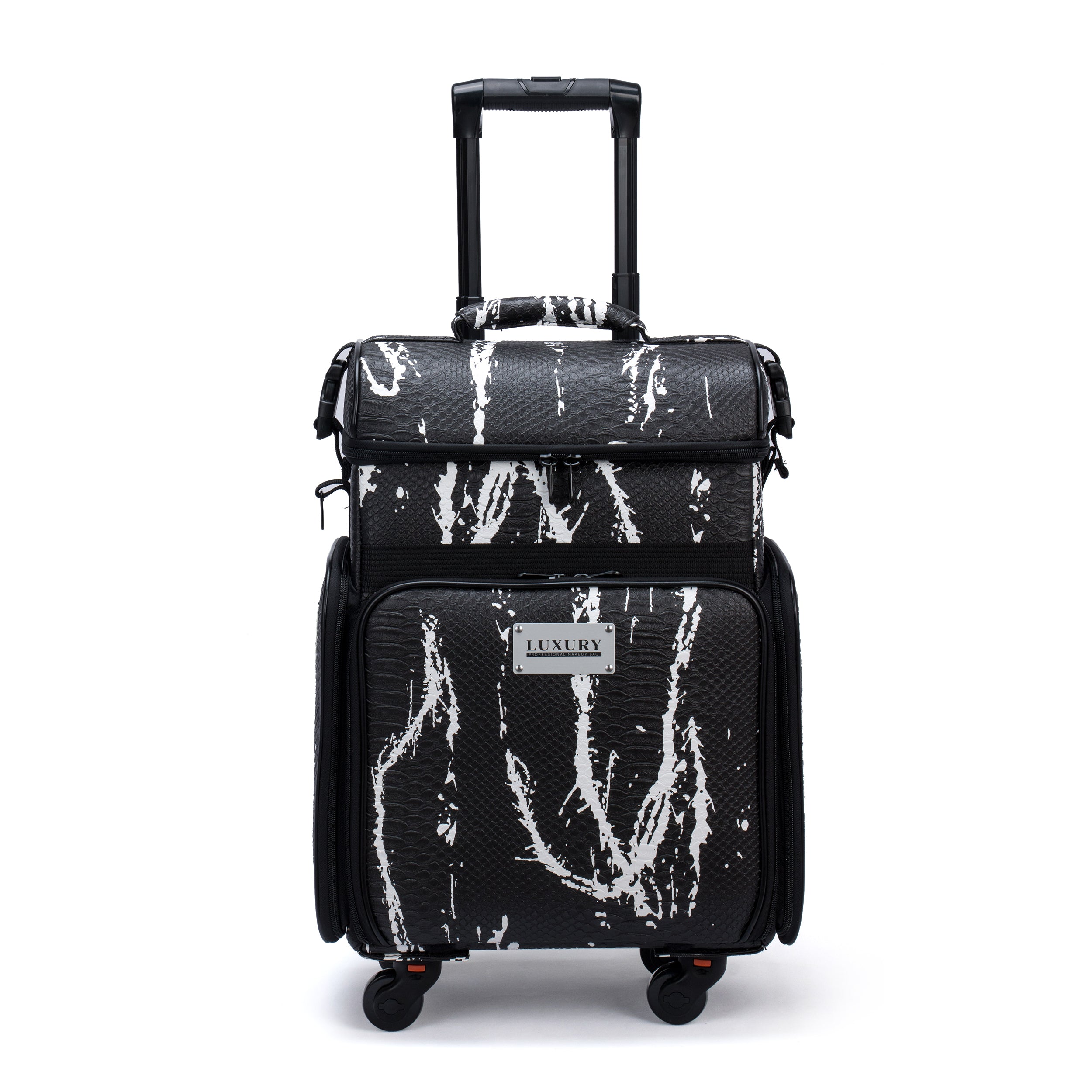 Luxury Makeup Bag Kufer Kosmetyczny - Walizka Wizażysty Średnia Luxury Black And White Snake