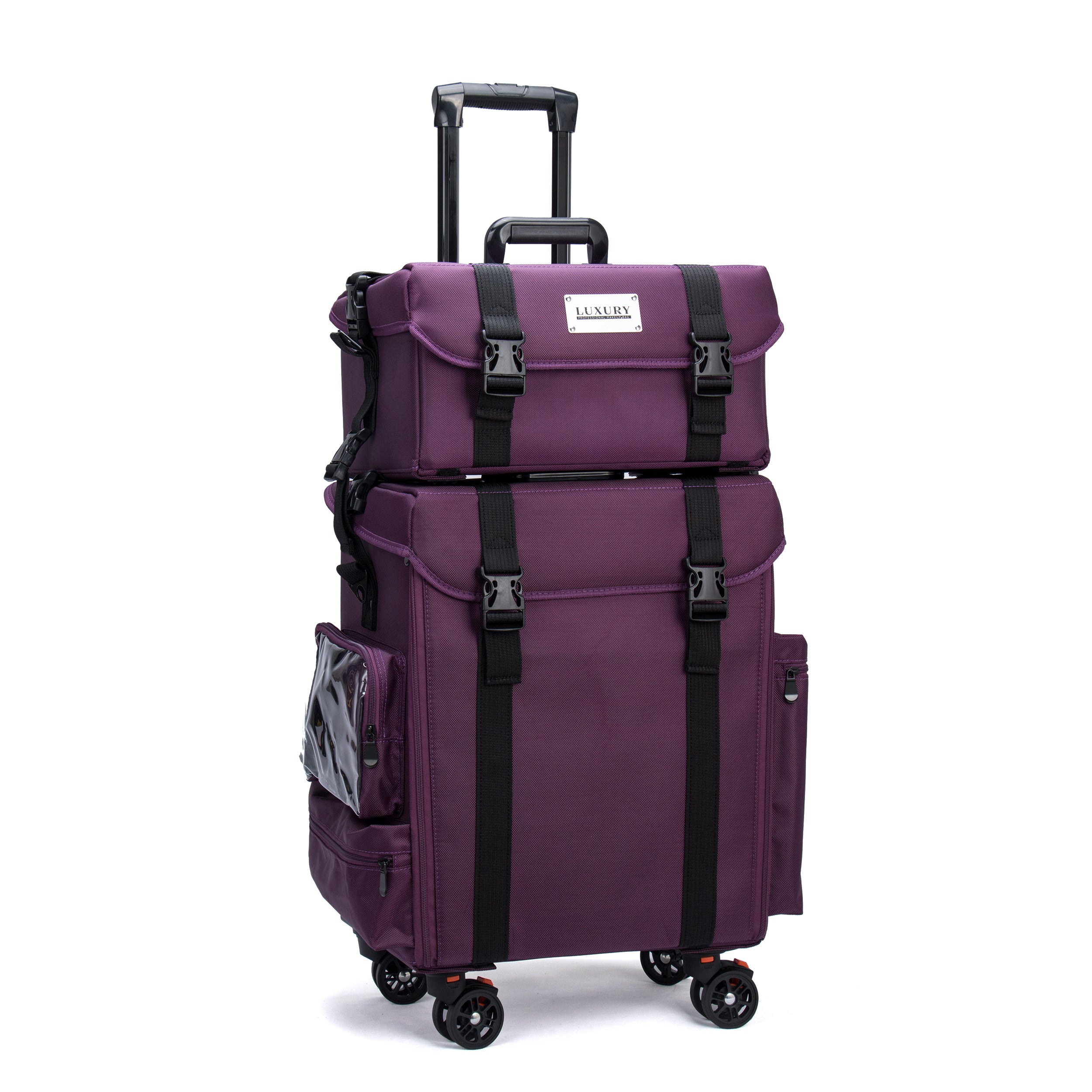 Luxury Makeup Bag Kufer Kufer Kosmetyczny Duży - Walizka Wizażysty Luxury 2w1 Purpurowa