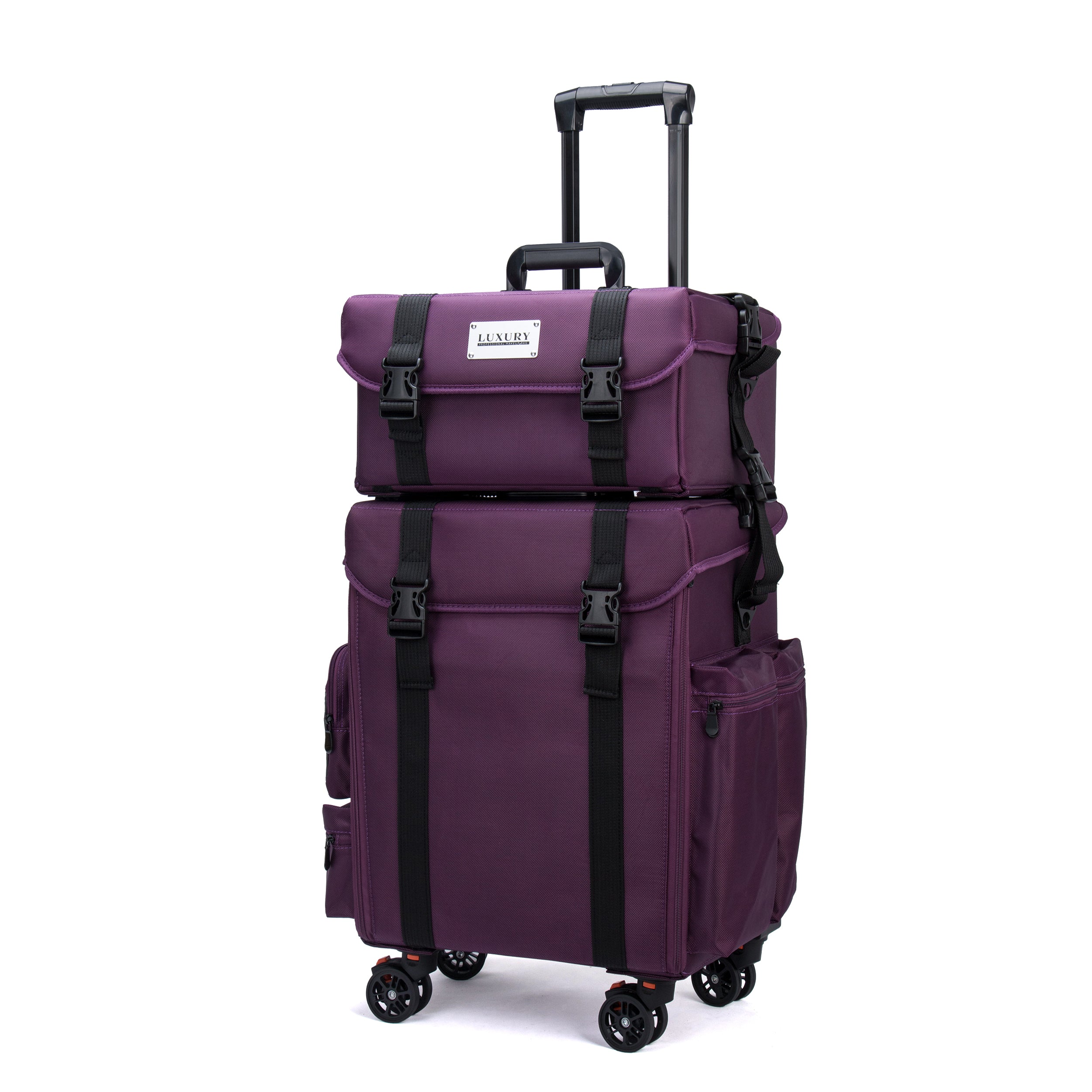 Luxury Makeup Bag Kufer Kufer Kosmetyczny Duży - Walizka Wizażysty Luxury 2w1 Purpurowa