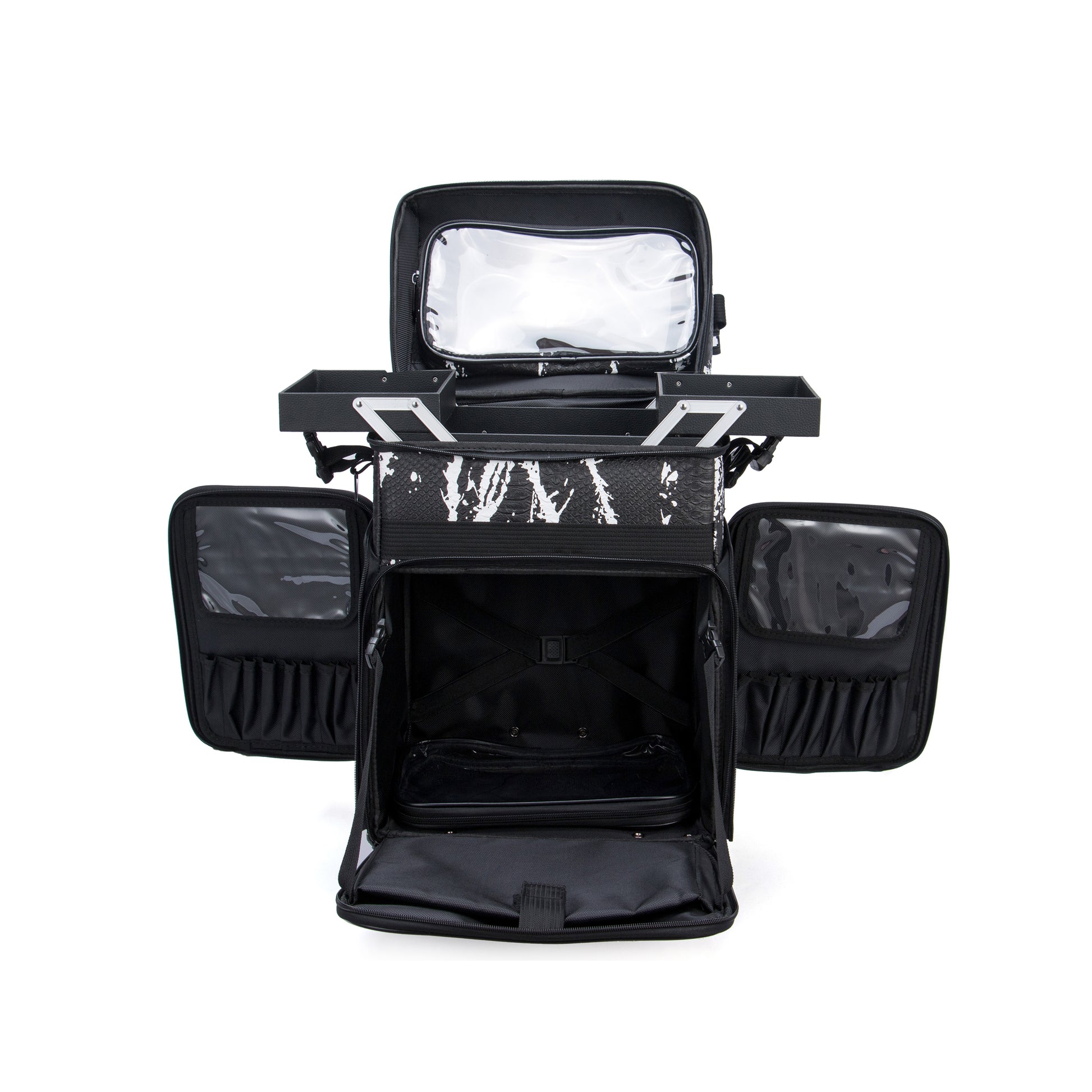 Luxury Makeup Bag Kufer Kosmetyczny - Walizka Wizażysty Średnia Luxury Black And White Snake