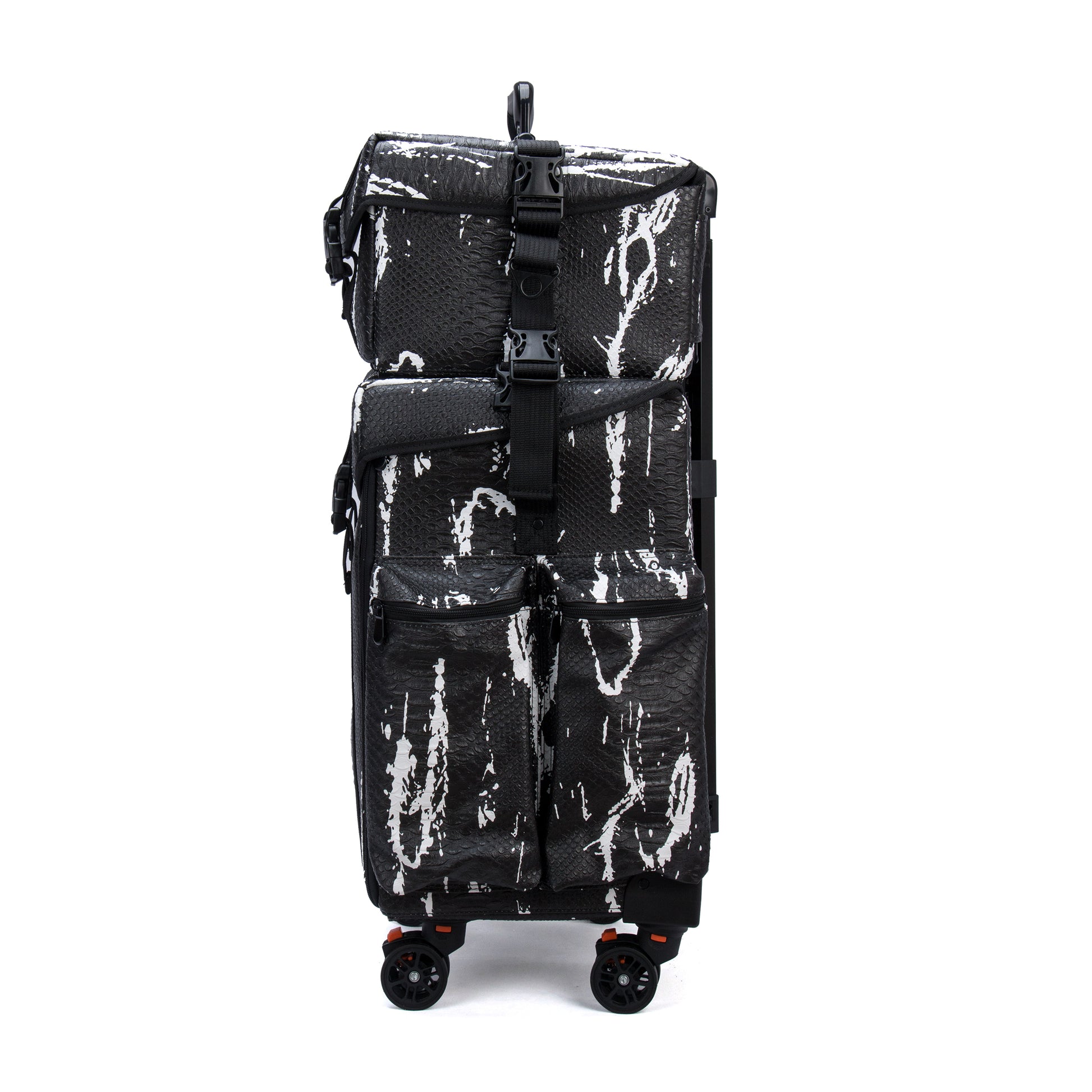 Luxury Makeup Bag Kufer Kosmetyczny Duży - Walizka Wizażysty Luxury 2w1 Black And White Snake