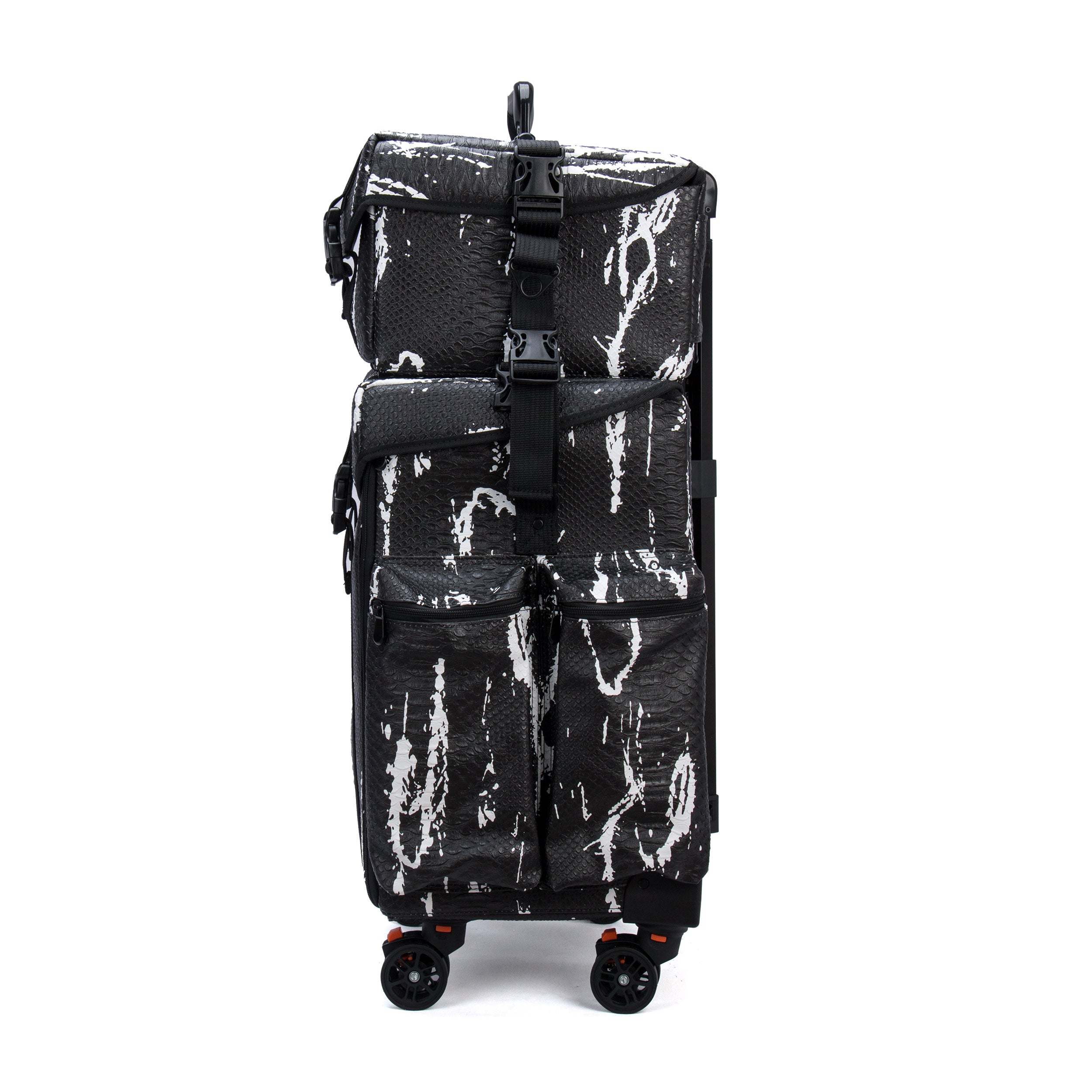 Luxury Makeup Bag Kufer Kosmetyczny Duży - Walizka Wizażysty Luxury 2w1 Black And White Snake