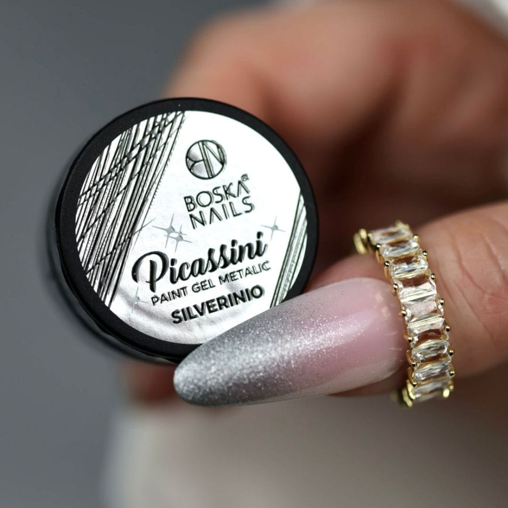 Boska Nails Żel Do Zdobień Picassini Metalic Paint Gel Silverinio 5ml