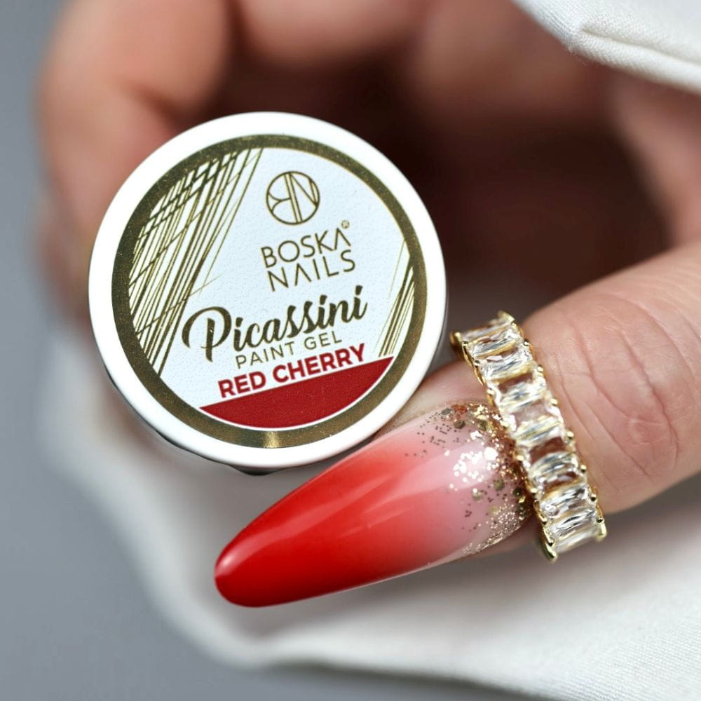 Boska Nails Żel Do Zdobień Picassini Paint Gel Red Cherry Czerwony 5ml