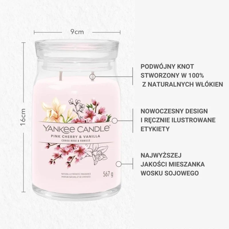 Yankee Candle Signature Świeca Zapachowa Duża Pink Cherry & Vanilla