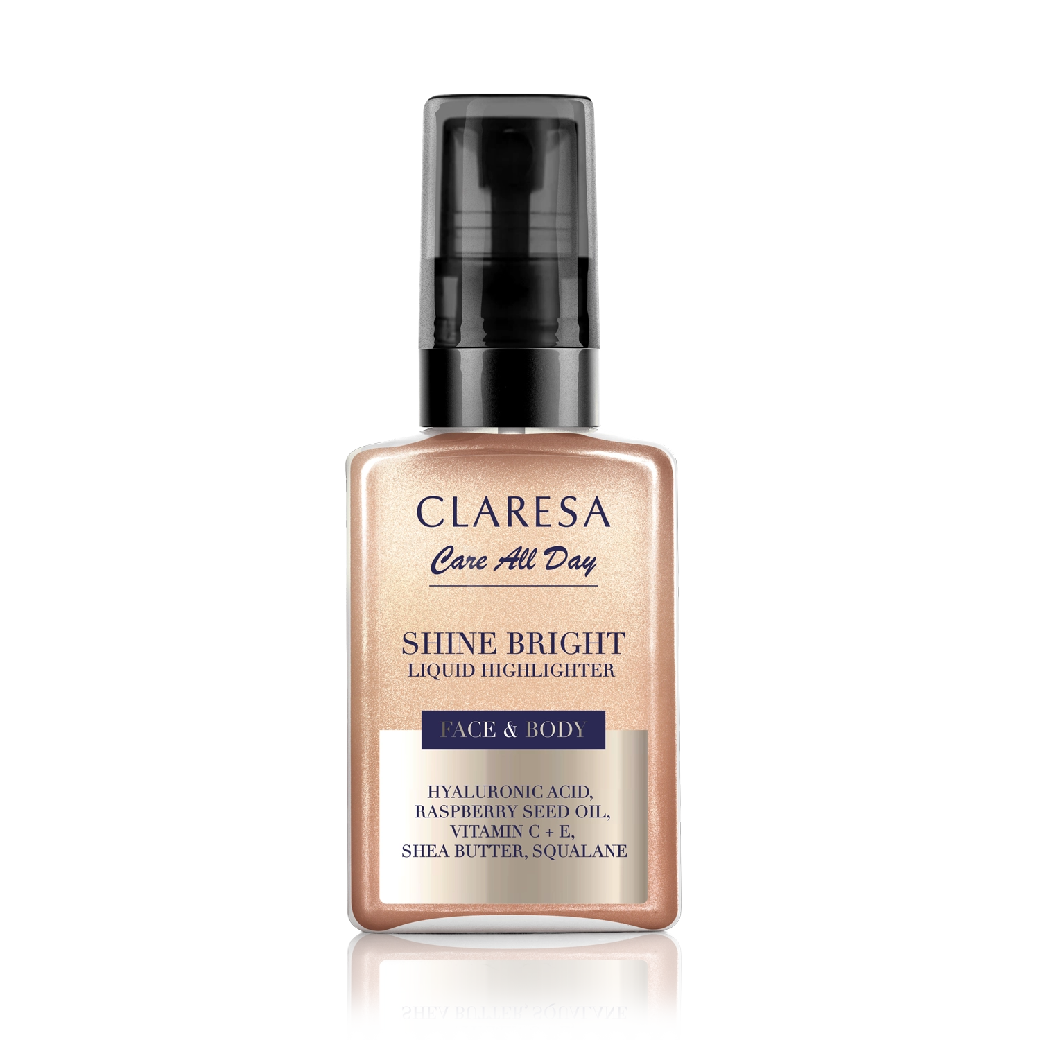 Claresa Care All Day Shine Bright Face & Body Liquid Highlighter Rozświetlacz W Płynie Do Twarzy I Ciała 50 Ml