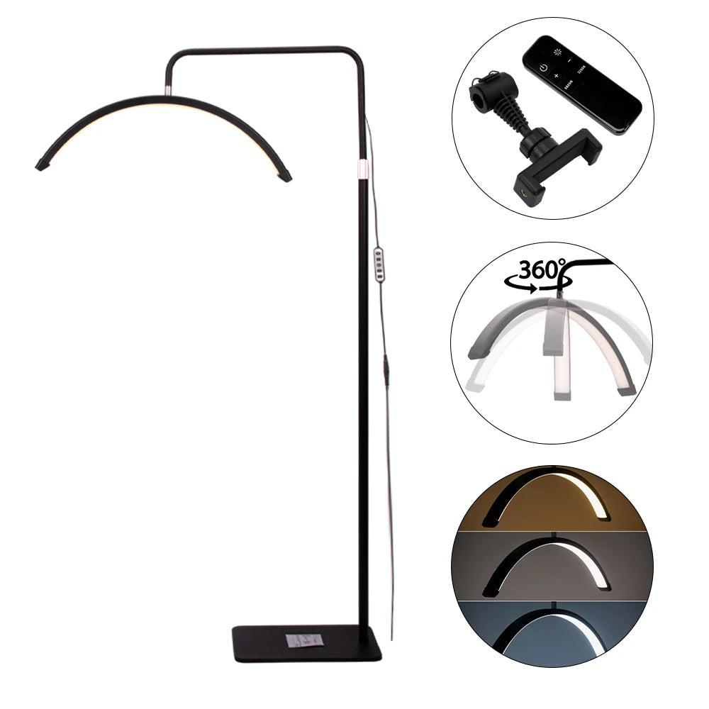 Lampa Kosmetyczna LED Łuk 36W Podłogowa Bezcieniowa Moon Light Czarna DZM 7X