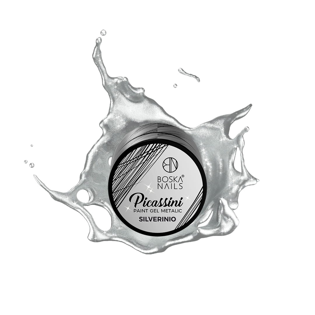Boska Nails Żel Do Zdobień Picassini Metalic Paint Gel Silverinio 5ml