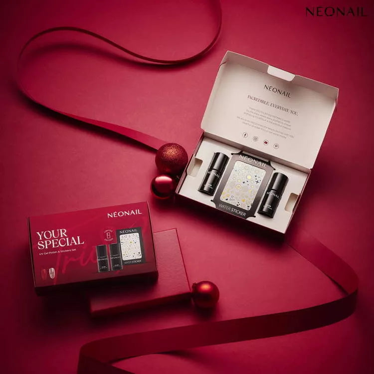 NeoNail Zestaw Trio Set: 2 Lakiery + Naklejki Wodne