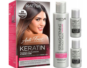 Kativa Keratin Xtreme Care Kit (Zestaw Czerwony) Anti-Frizz Keratynowe Prostowanie Włosów Zestaw