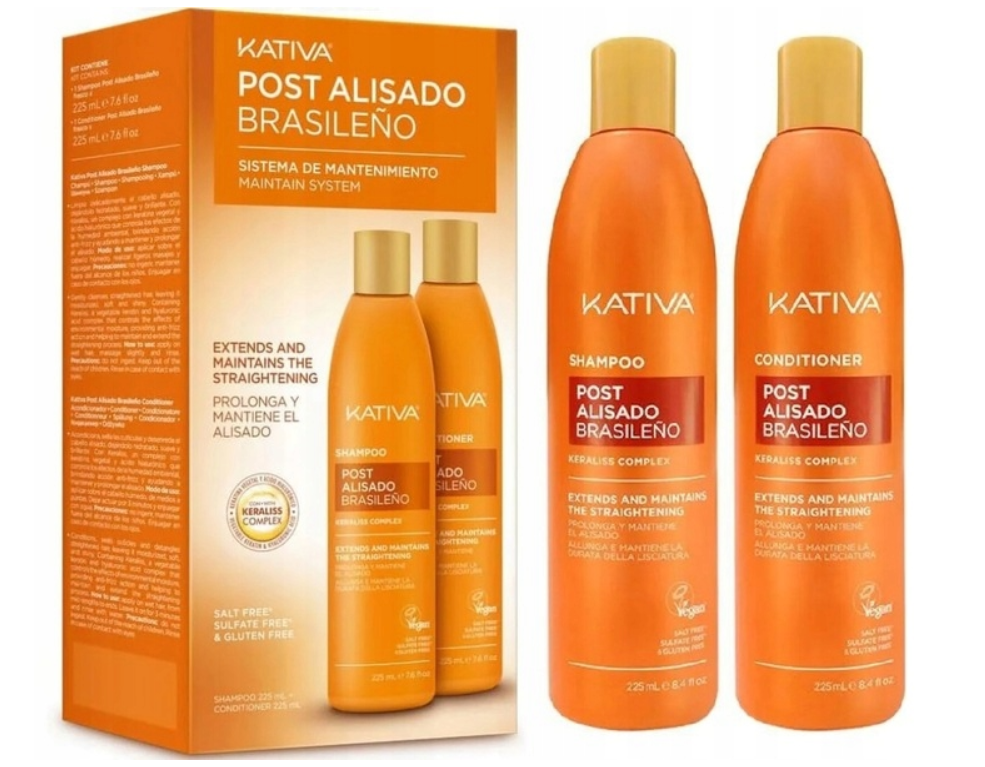 Kativa Keratynowe Prostowanie 2x225ml + Post 2 Alisado Brasileno Zestaw 450ml