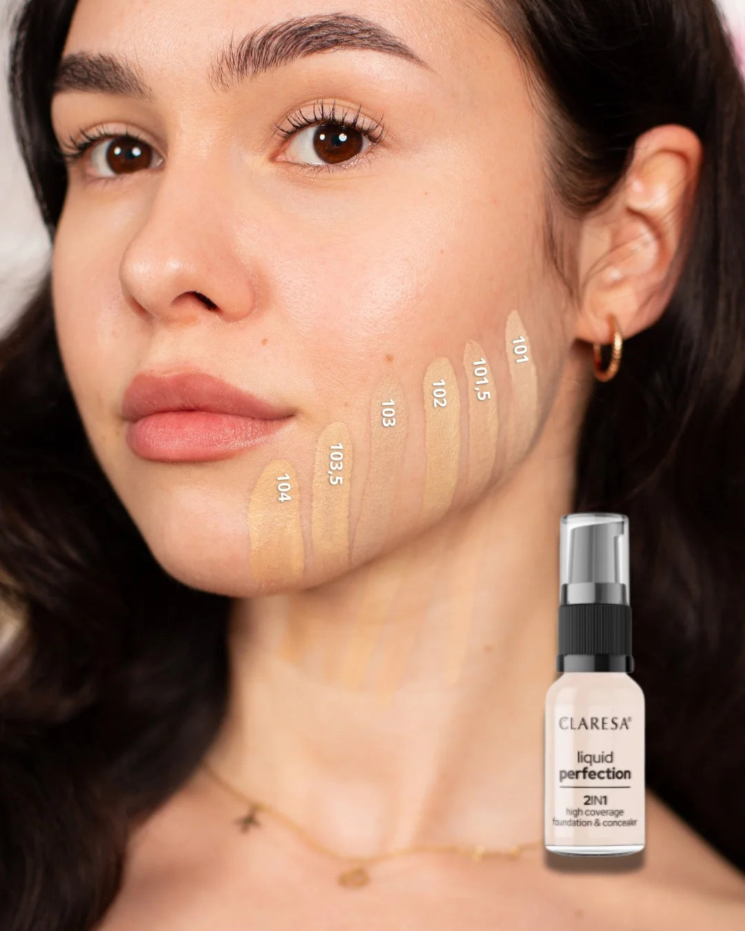 Claresa 2w1 Korektor I Podkład Kryjący Liquid Perfection 104 Nude 18g