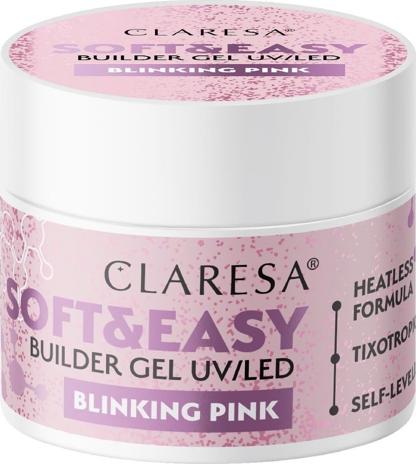 Claresa Soft&Easy Builder Gel UV/LED Żel Budujący - Blinking Pink 90g