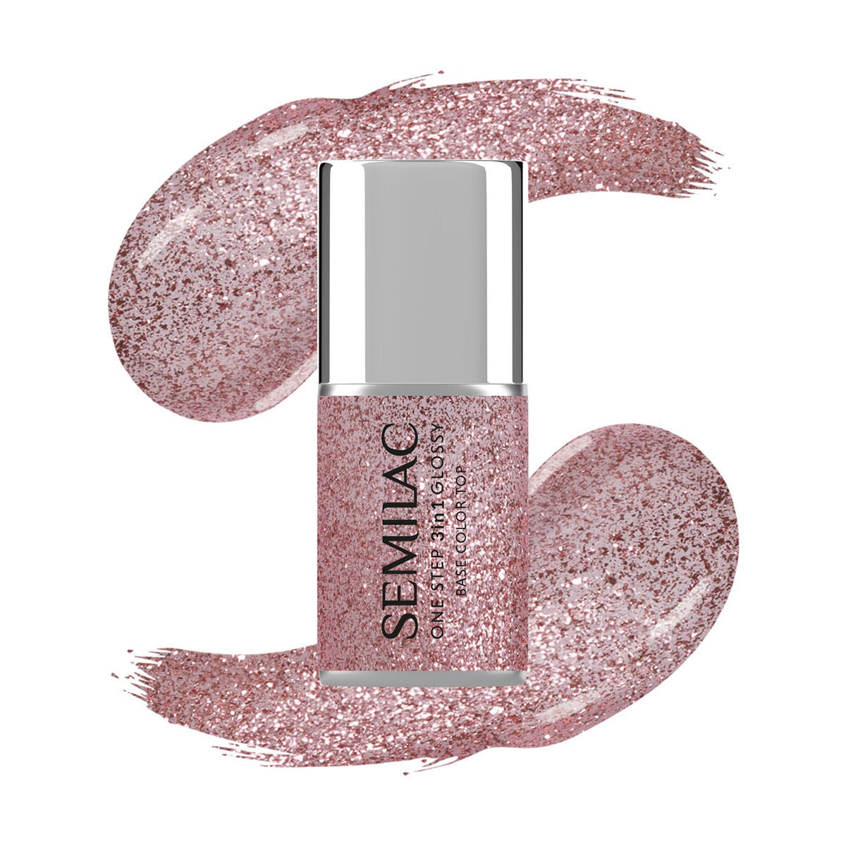 Semilac Lakier Hybrydowy One Step 3in1 Glossy S250 Glitter Pink 7 ml