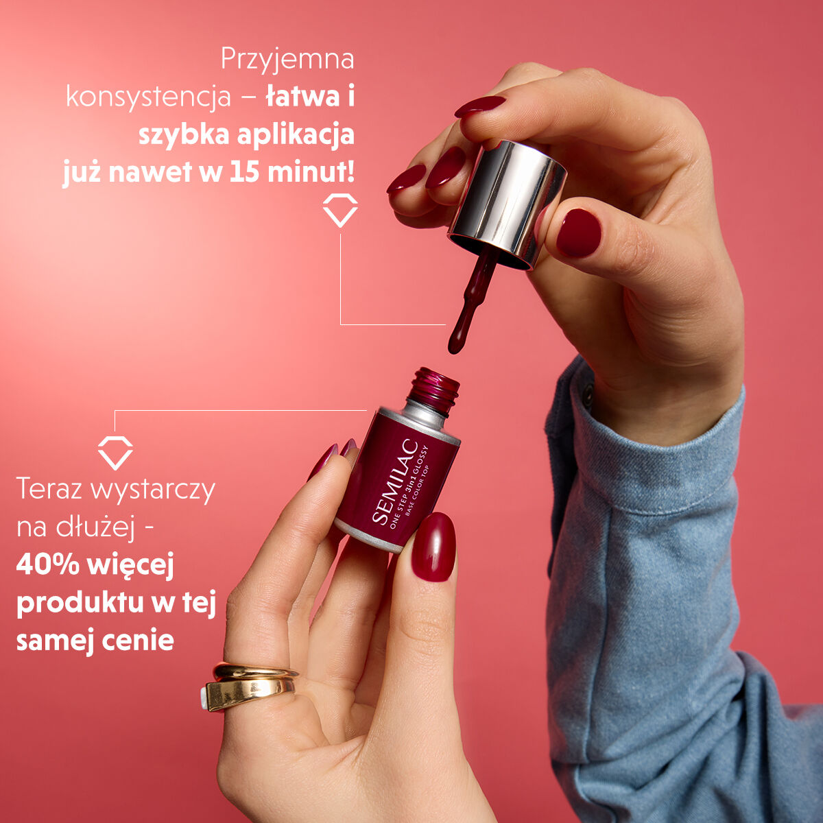 Semilac Lakier Hybrydowy One Step 3in1 Glossy S575 Dark Red 7 ml