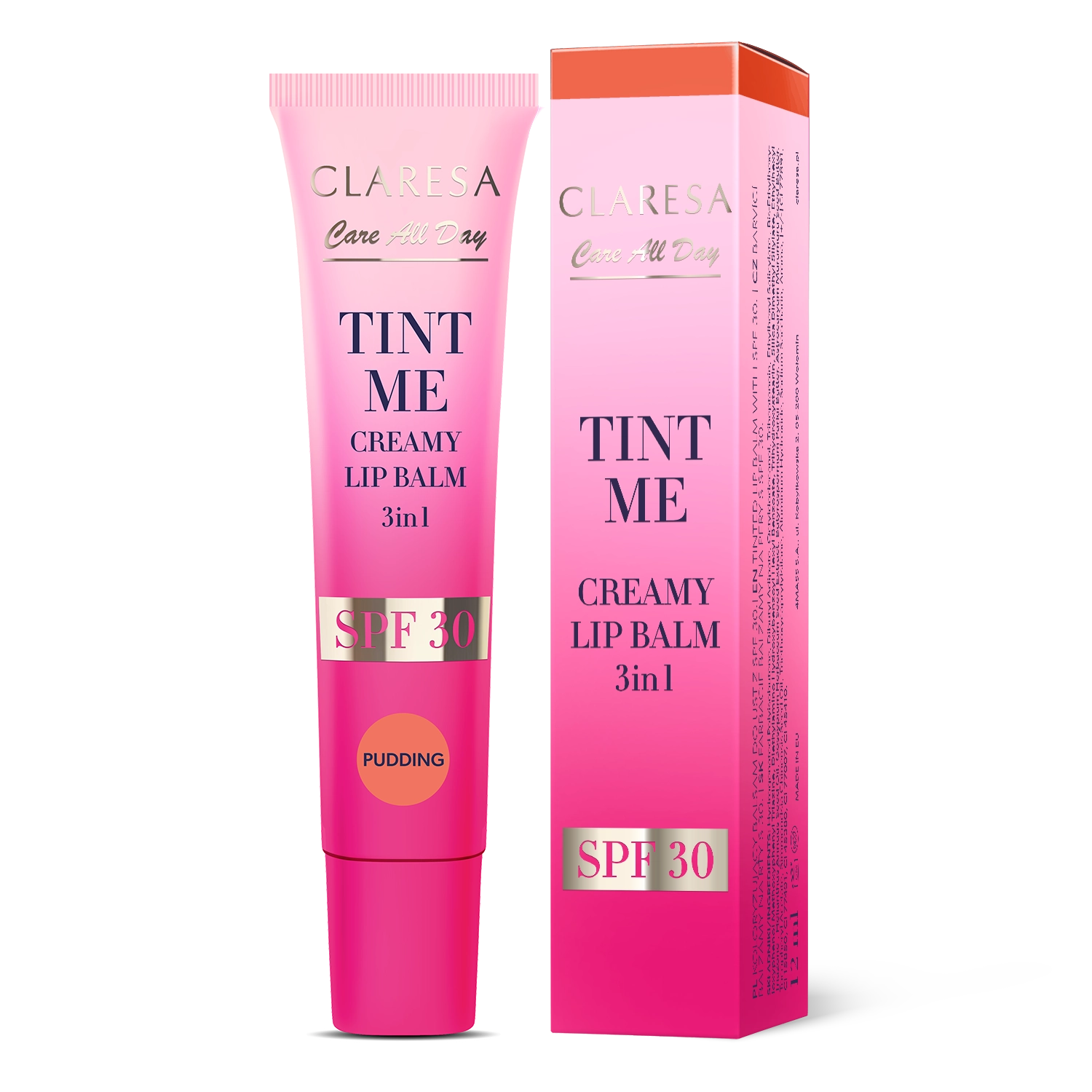 Claresa Tint Me Creamy Lip Balm 3In1 Spf 30 Koloryzujący Balsam Do Ust Z Filtrem Spf 30 Pudding, 12 Ml