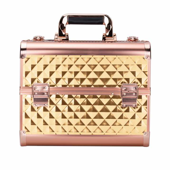 Kuferek Kosmetyczny L Fryzjerski Na Lampę Diamond 3D Golden Okucia Rose Gold