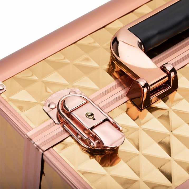 Kuferek Kosmetyczny L Fryzjerski Na Lampę Diamond 3D Golden Okucia Rose Gold