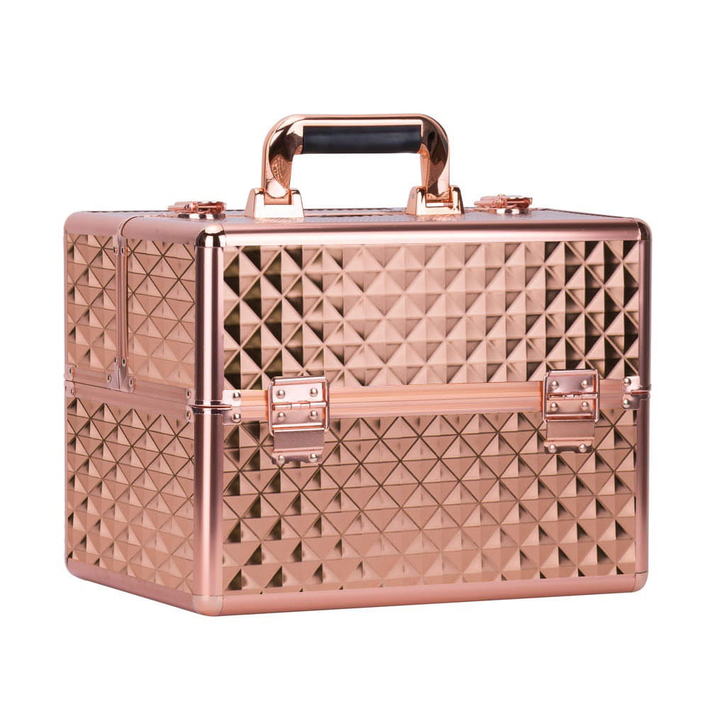 Kuferek Kosmetyczny XL Na Lampę 36W Diamond 3D Rose Golden Okucia Rose Golden