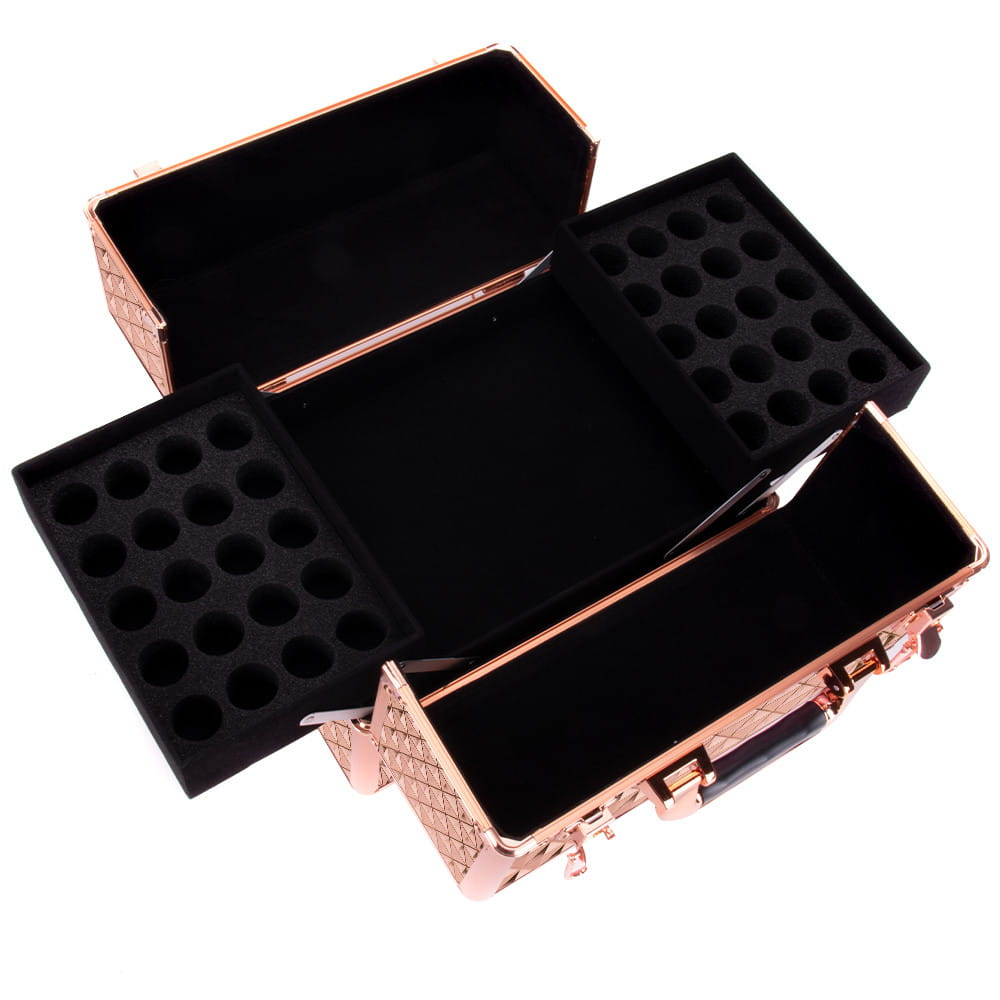 Kuferek Kosmetyczny XL Na Lampę 36W Diamond 3D Rose Golden Okucia Rose Golden