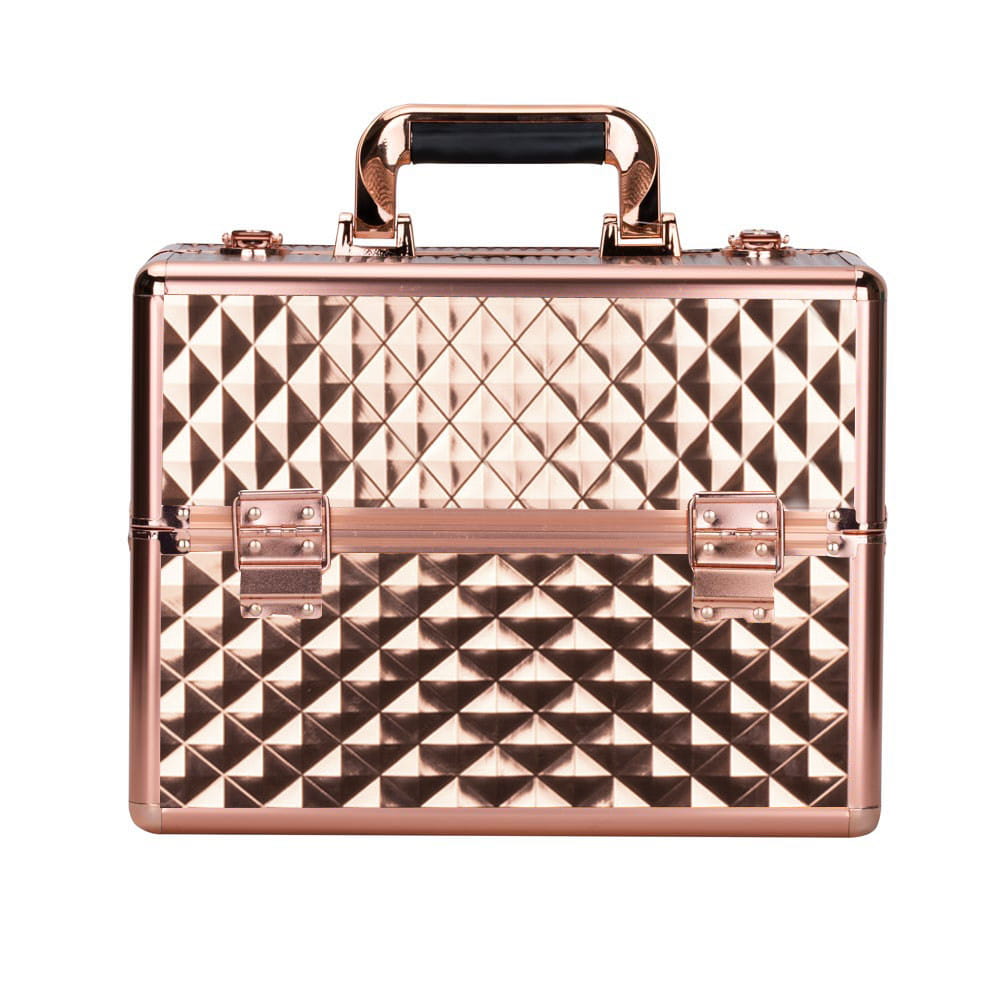 Kuferek Kosmetyczny XL Na Lampę 36W Diamond 3D Rose Golden Okucia Rose Golden
