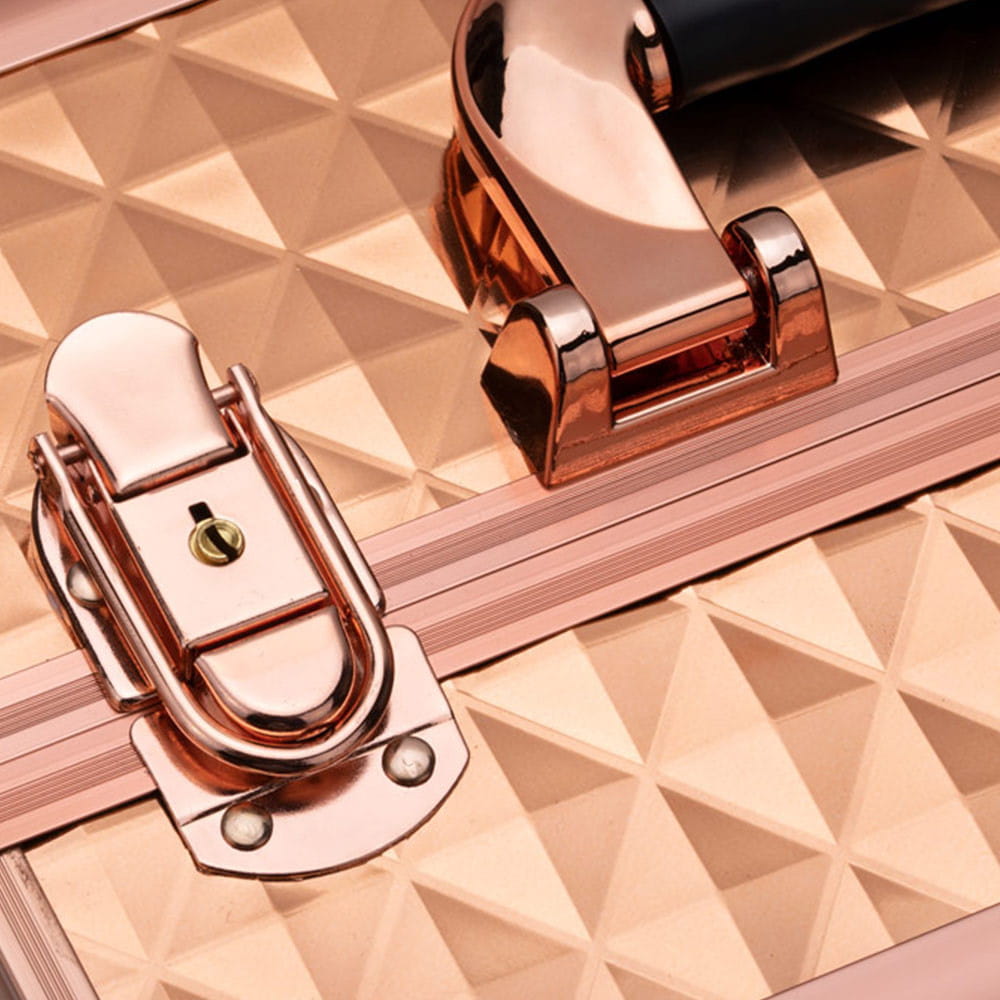 Kuferek Kosmetyczny XL Na Lampę 36W Diamond 3D Rose Golden Okucia Rose Golden