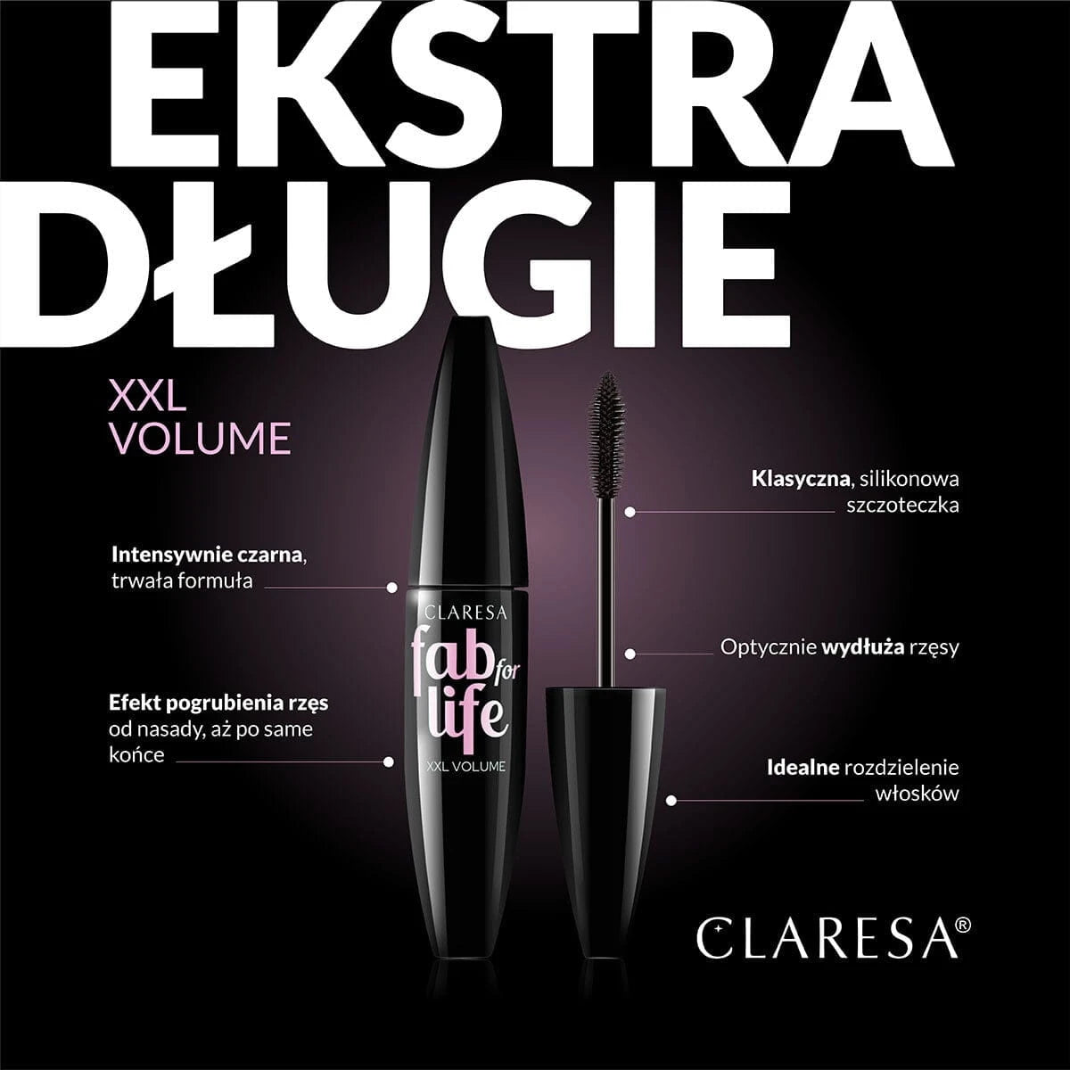 Claresa FAB FOR LIFE DEEP BLACK Tusz do rzęs 12 g