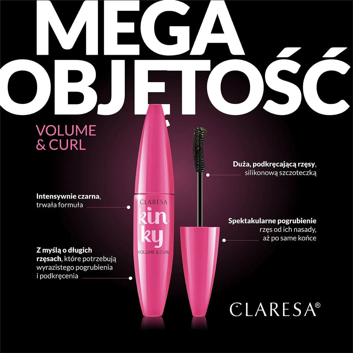 Claresa KINKY DEEP BLACK Tusz do rzęs 12 ml