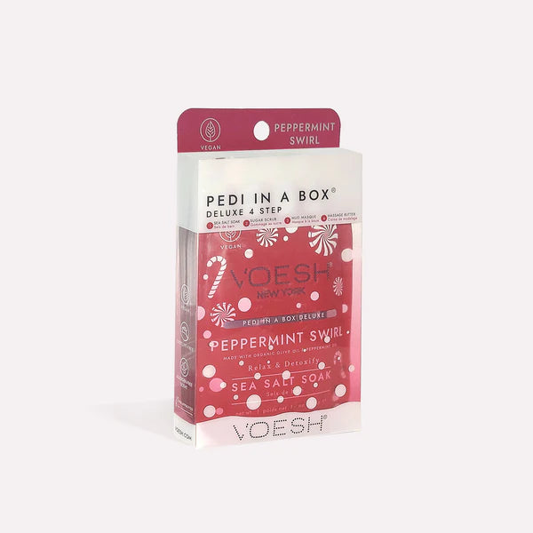 VOESH Peppermint Swirl Pedi In A Box Deluxe Zestaw Do Pedicure 4 Kroki