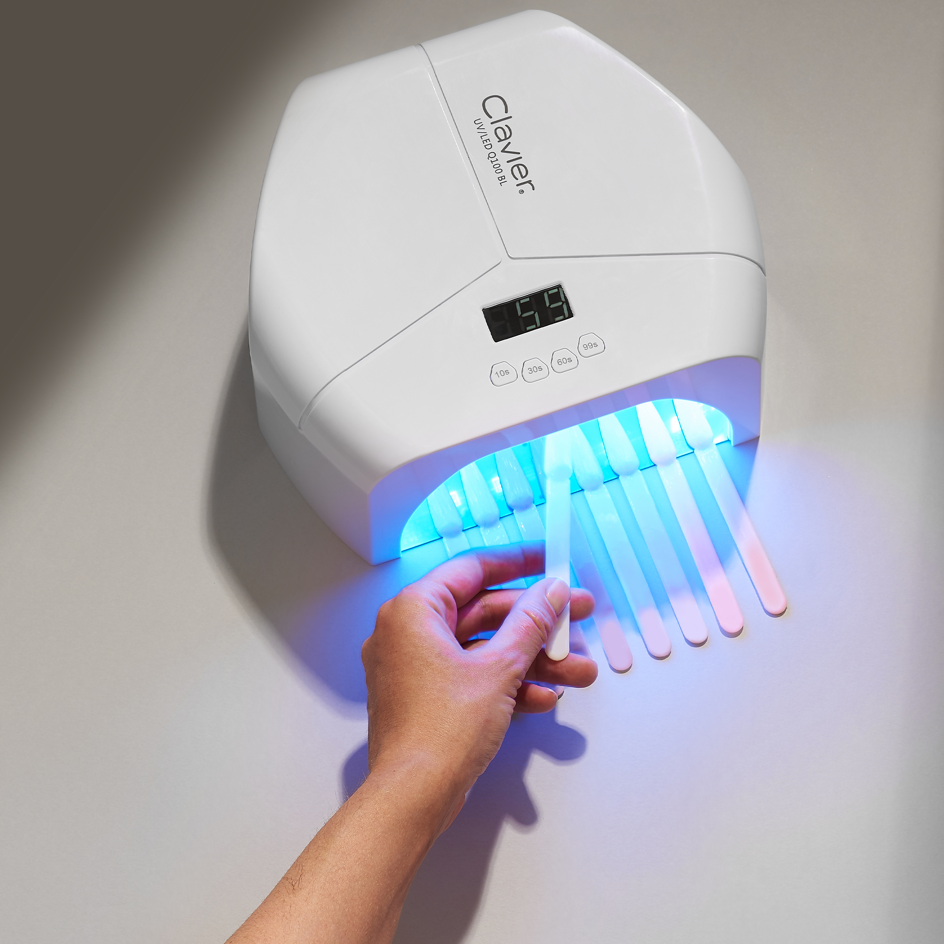 Clavier Lampa Do Paznokci UV/LED Q100 BL 48W, Biała, 57x LED, Lustrzane Dno