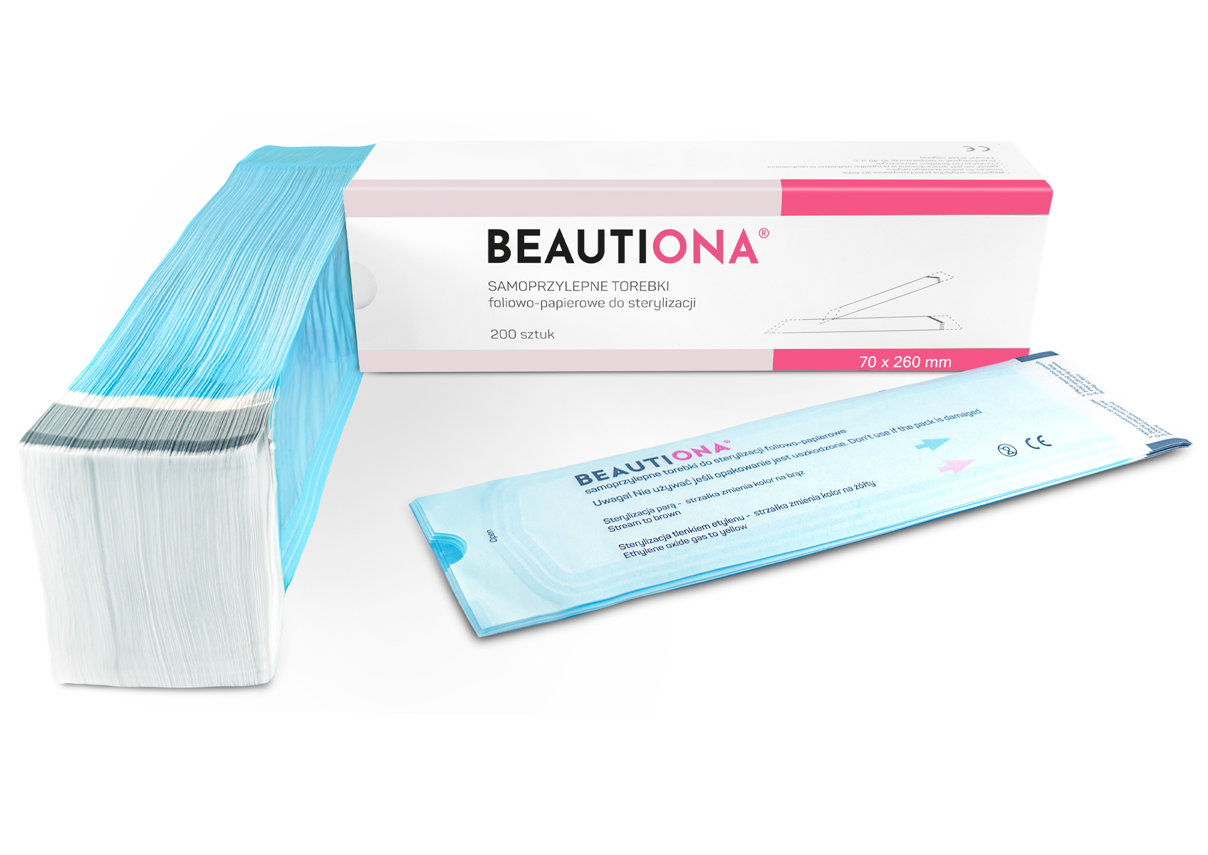 Beautiona Torebki Do Sterylizacji 70mm X 260mm 200 Sztuk