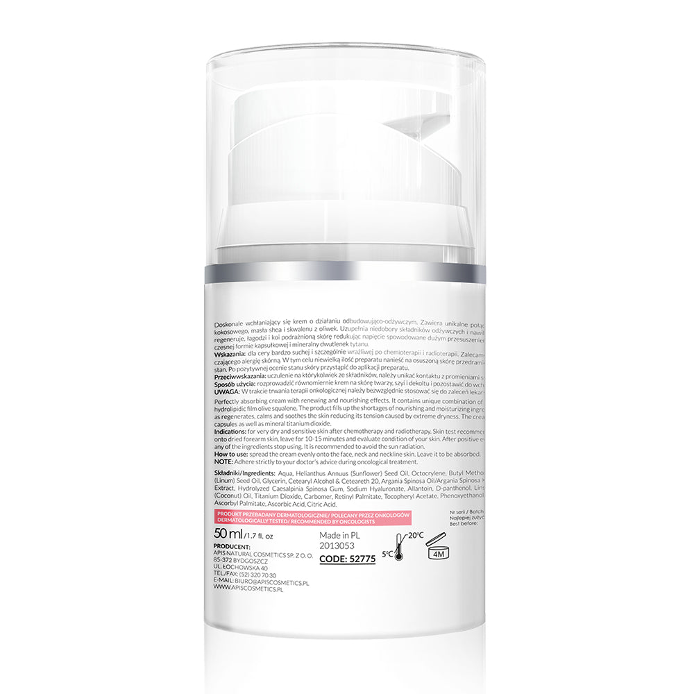 APIS Apiderm Krem Na Dzień Odbudowująco - Odżywczy Po Chemio-I Radioterapii Spf10 50ml
