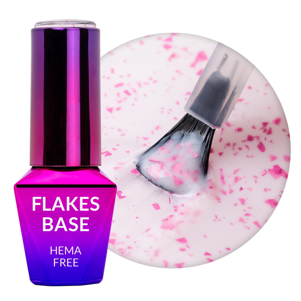 Mollylac Mleczna Baza Kauczukowa Z Różowo Metalicznymi Płatkami Flakes Rubber Base Milk&Pink  HEMA Free TPO Free 10g