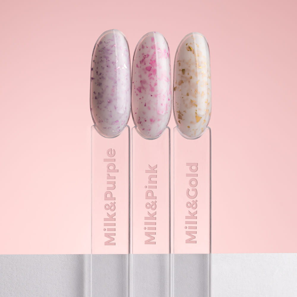 Mollylac Mleczna Baza Kauczukowa Z Fioletowo Metalicznymi Płatkami Flakes Rubber Base Milk&Purple Hema Free Tpo Free 10g