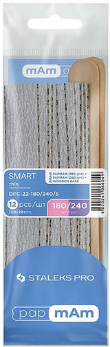 Staleks Smart Dfc-22-180/240/5 Nakładki Jednorazowe Zebra Do Pilnika Prostego Gradacja 180 240 10 Sztuk + 2 X Drewniana Baza
